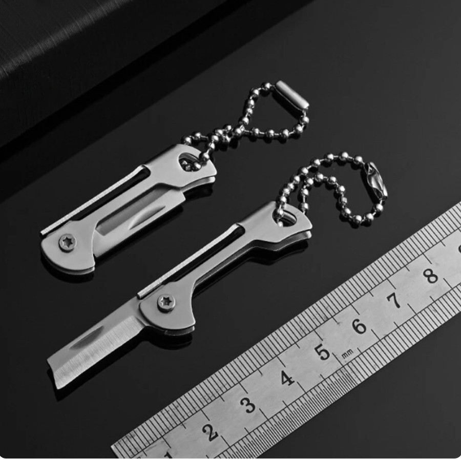 Mini Folding Knife Stainless Steel Blade Pocket Key Chain Parcel Knife Keychain
