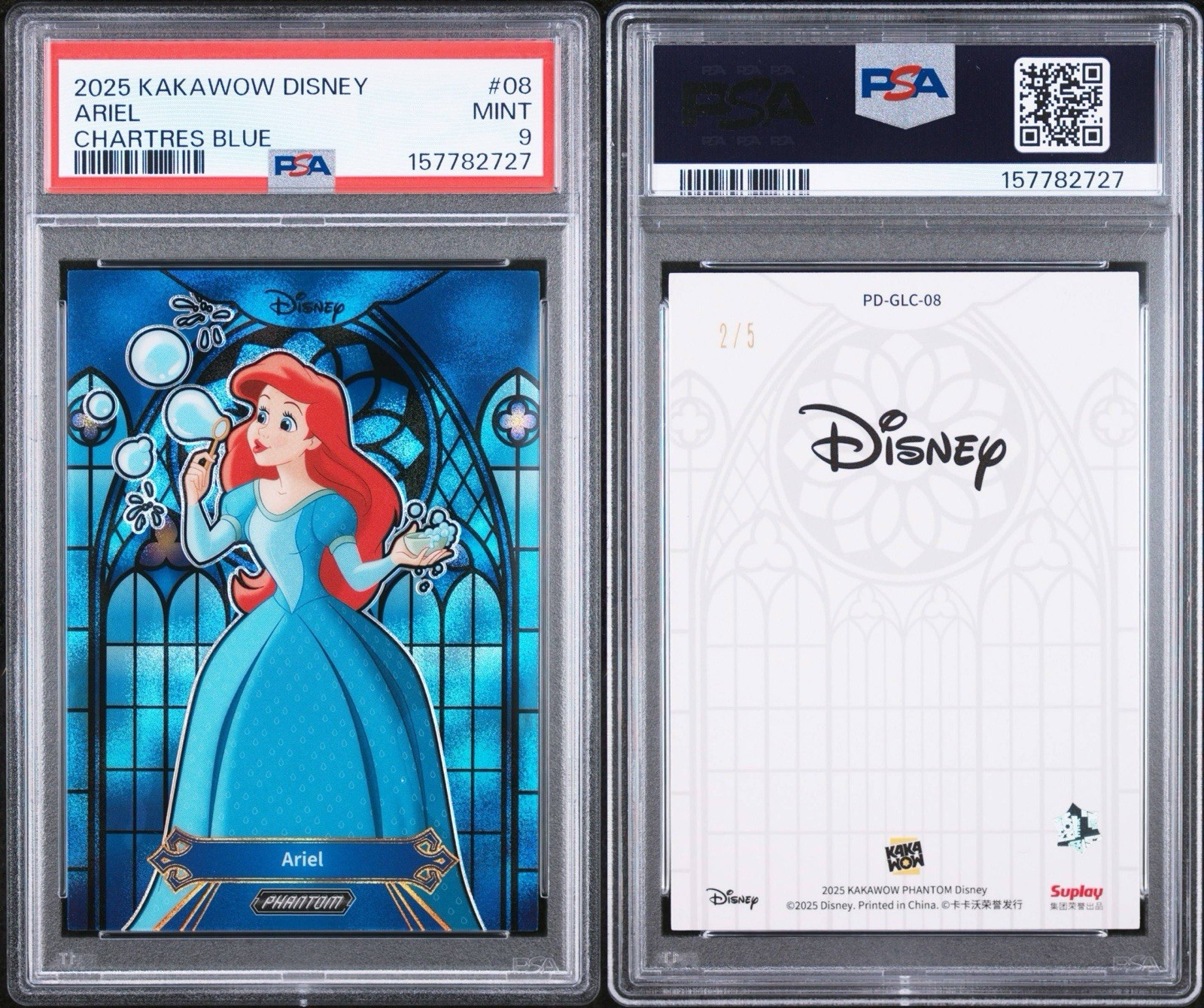 2025 Kakawow Phantom Disney ARIEL Chartres Blue /5 #PD-GLC-08 PSA 9 MINT Chase