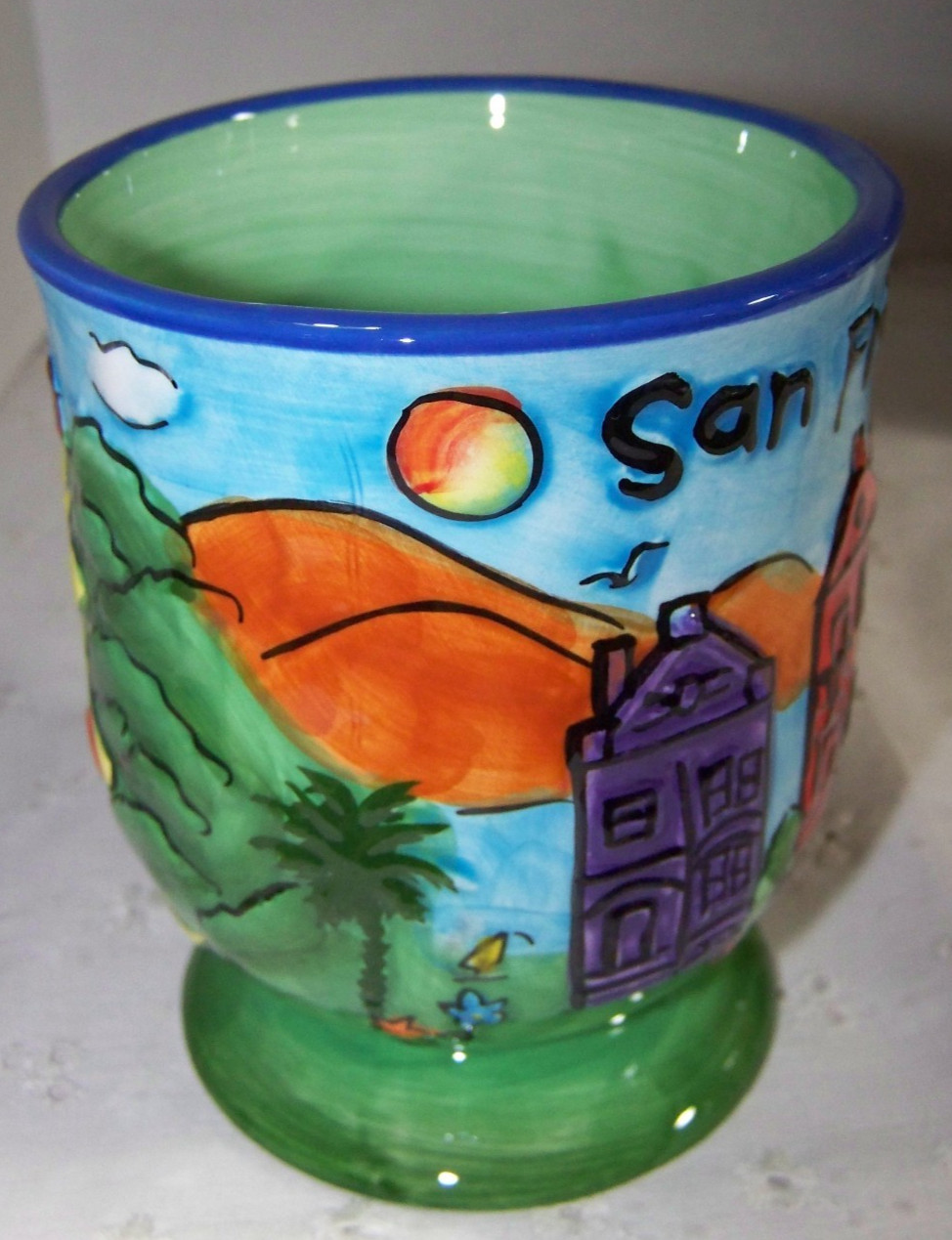 San Francisco SNCO 3D Ceramic Hand Painted 16 oz. Pedestal Coffee Mug 4 5/8″