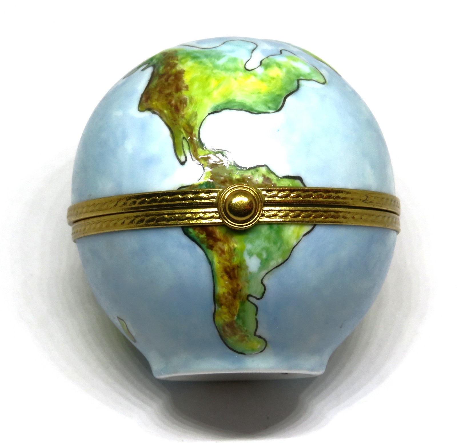 LIMOGES FRANCE BOX~ PIERRE ARQUIE ~ WORLD GLOBE ~ MAPS ~ LE 112/750 ~ PEINT MAIN