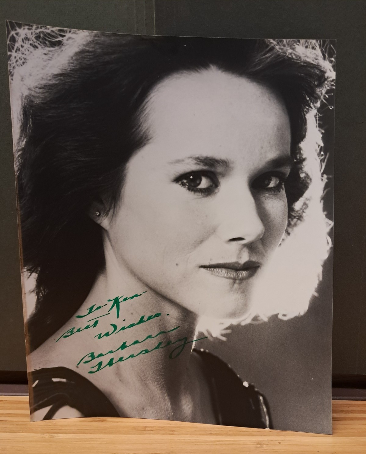 BARBARA HERSHEY Signed Autographed 8×10 Photo Sharp Green Ink Inscribed Vintage