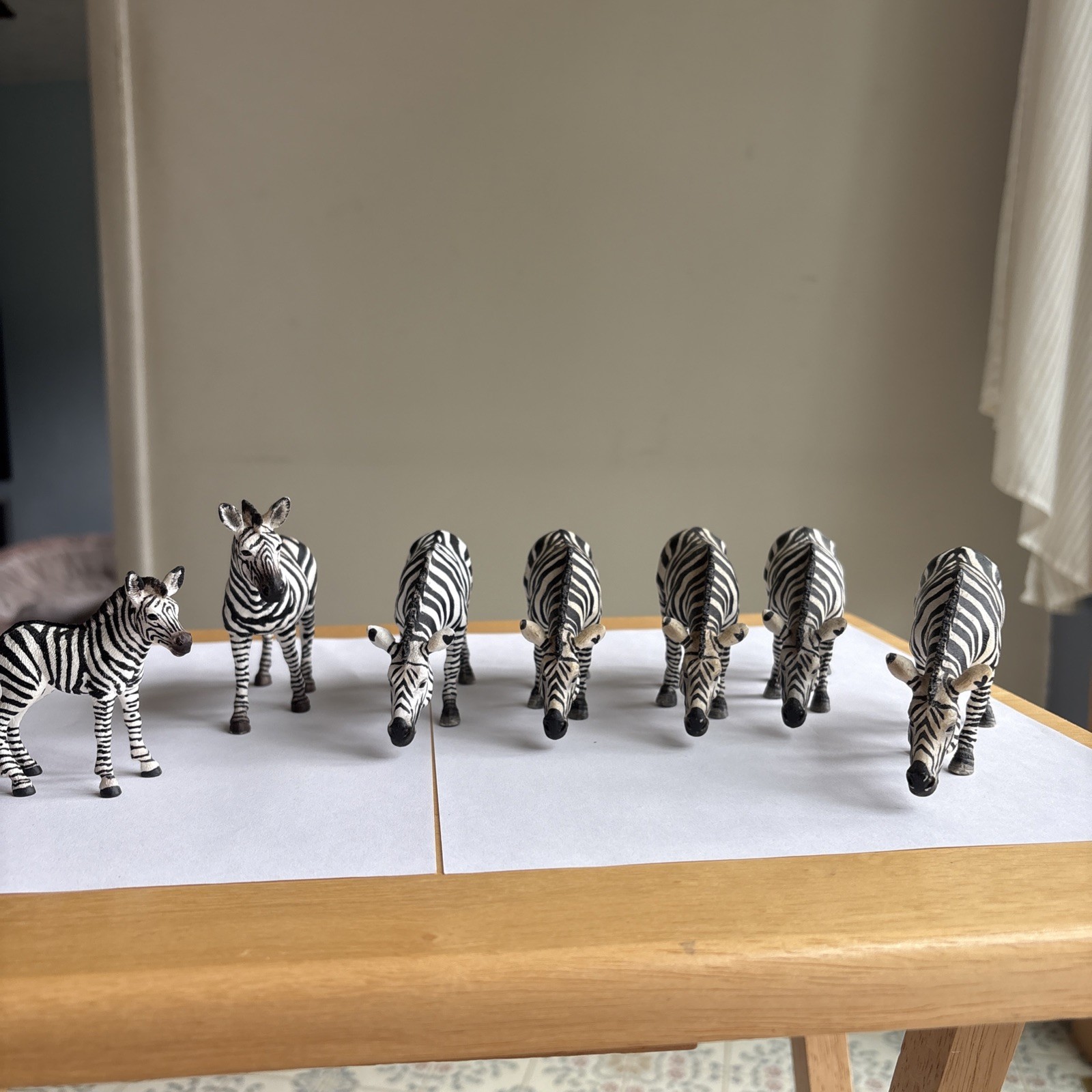 Lot 7 Schleich Zebras 2009 + 2017 Mom and baby zebra Animal Miniature Figurine