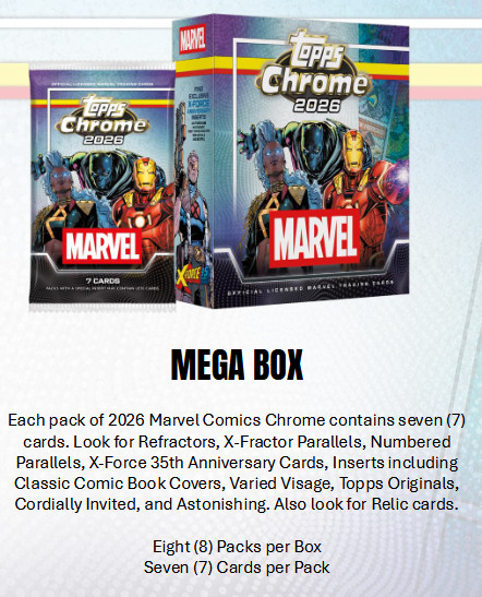TOPPS CHROME MARVEL 2026 MEGA BOX FACTORY SEALED PRE-ORDER