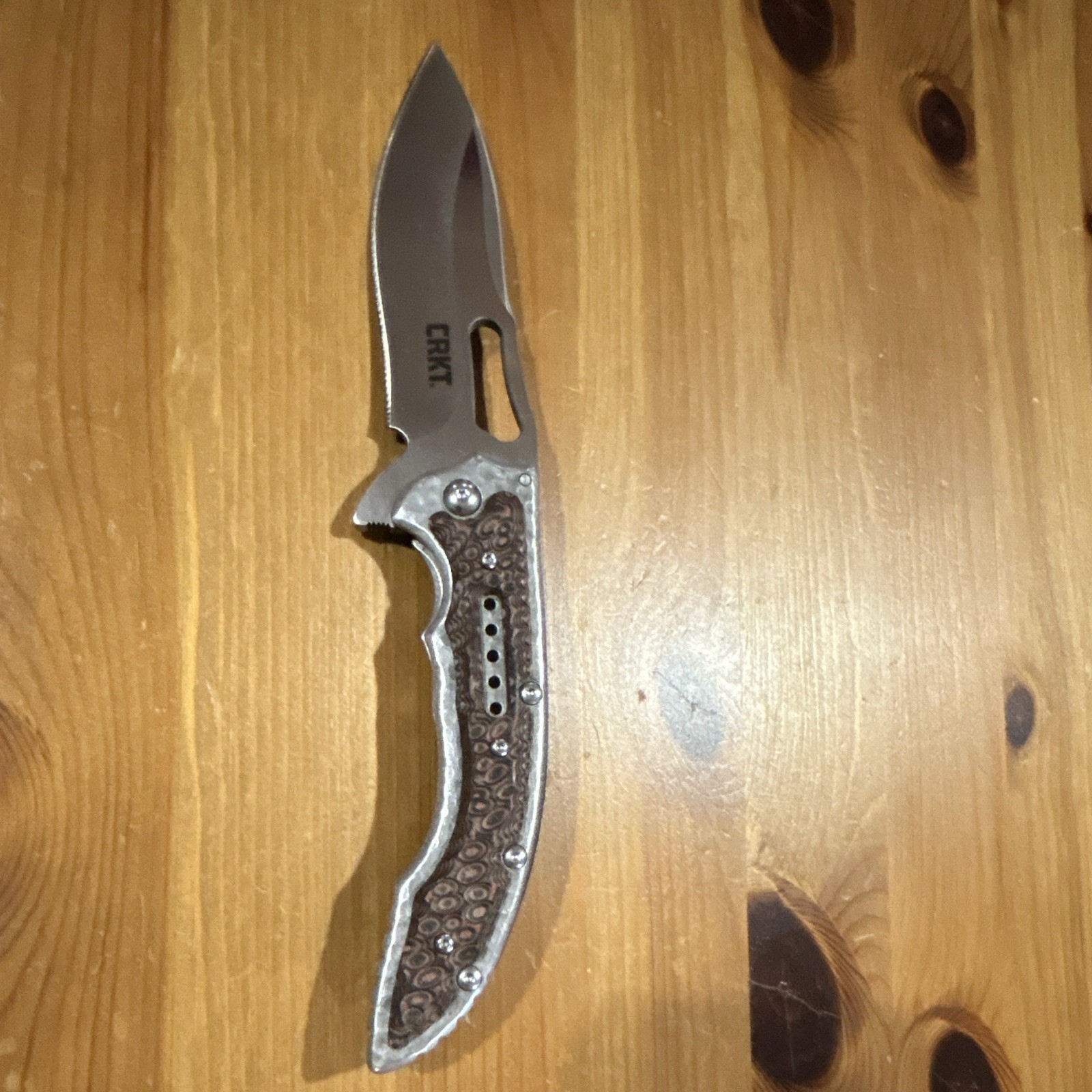 CRKT 5470 Fossil Ikoma design Lock Drop Point Plain Edge SS Pocketknife
