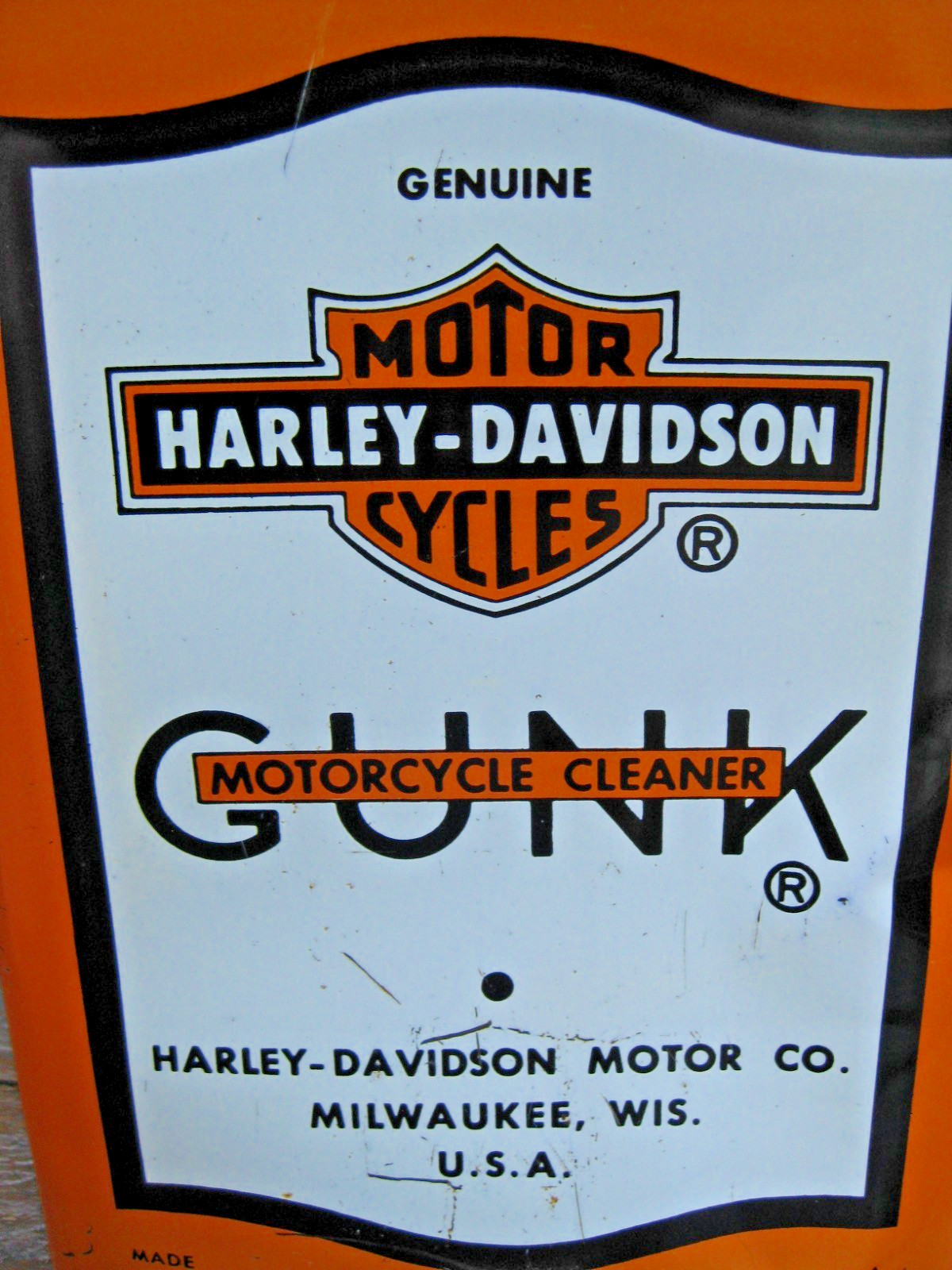 Rare Original Vintage 1 Gallon Harley-Davidson Motorcycle Gunk Cleaner Can Empty