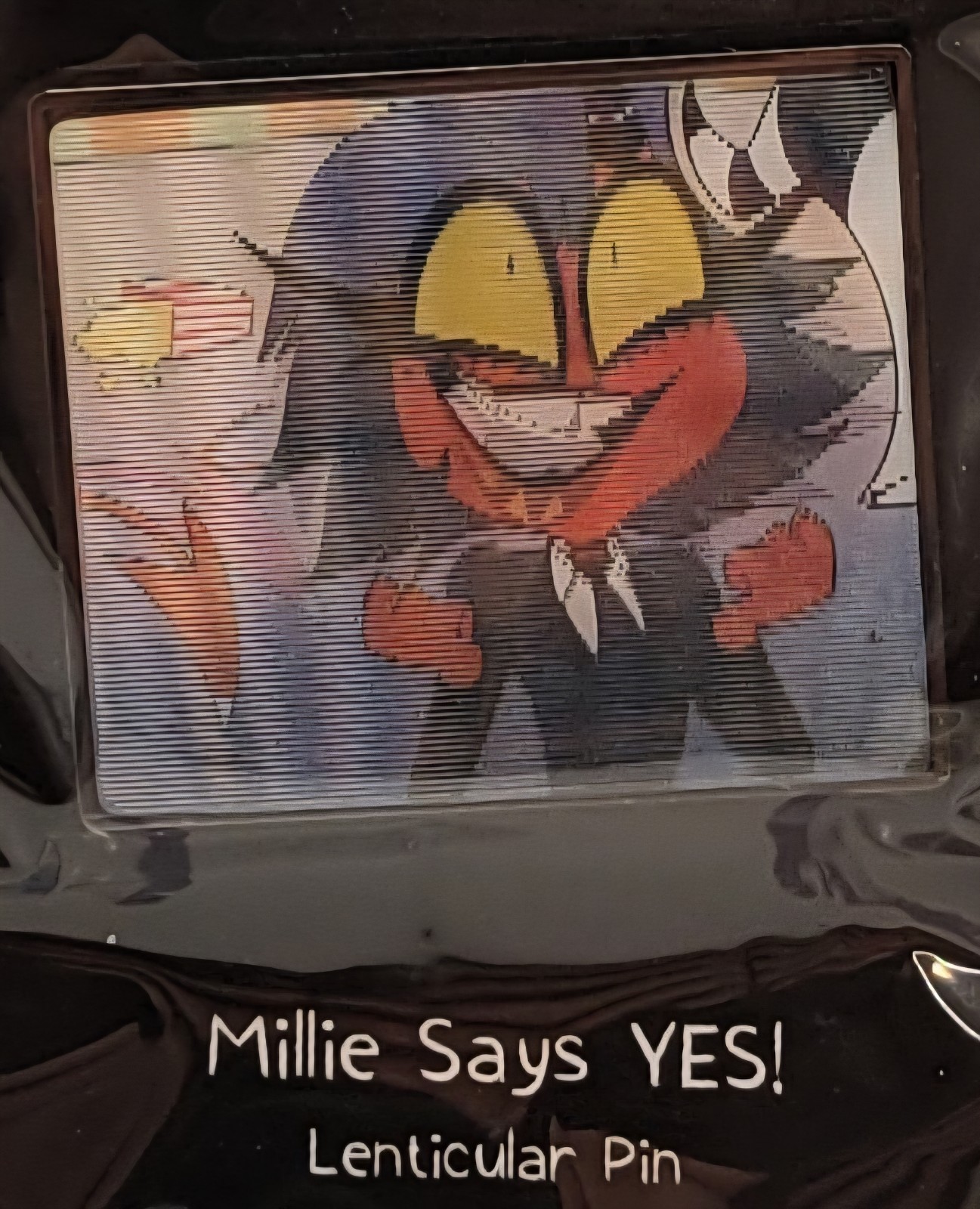 Helluva Boss Millie Says YES! Lenticular Pin Vivziepop Sharkrobot Shark Robot