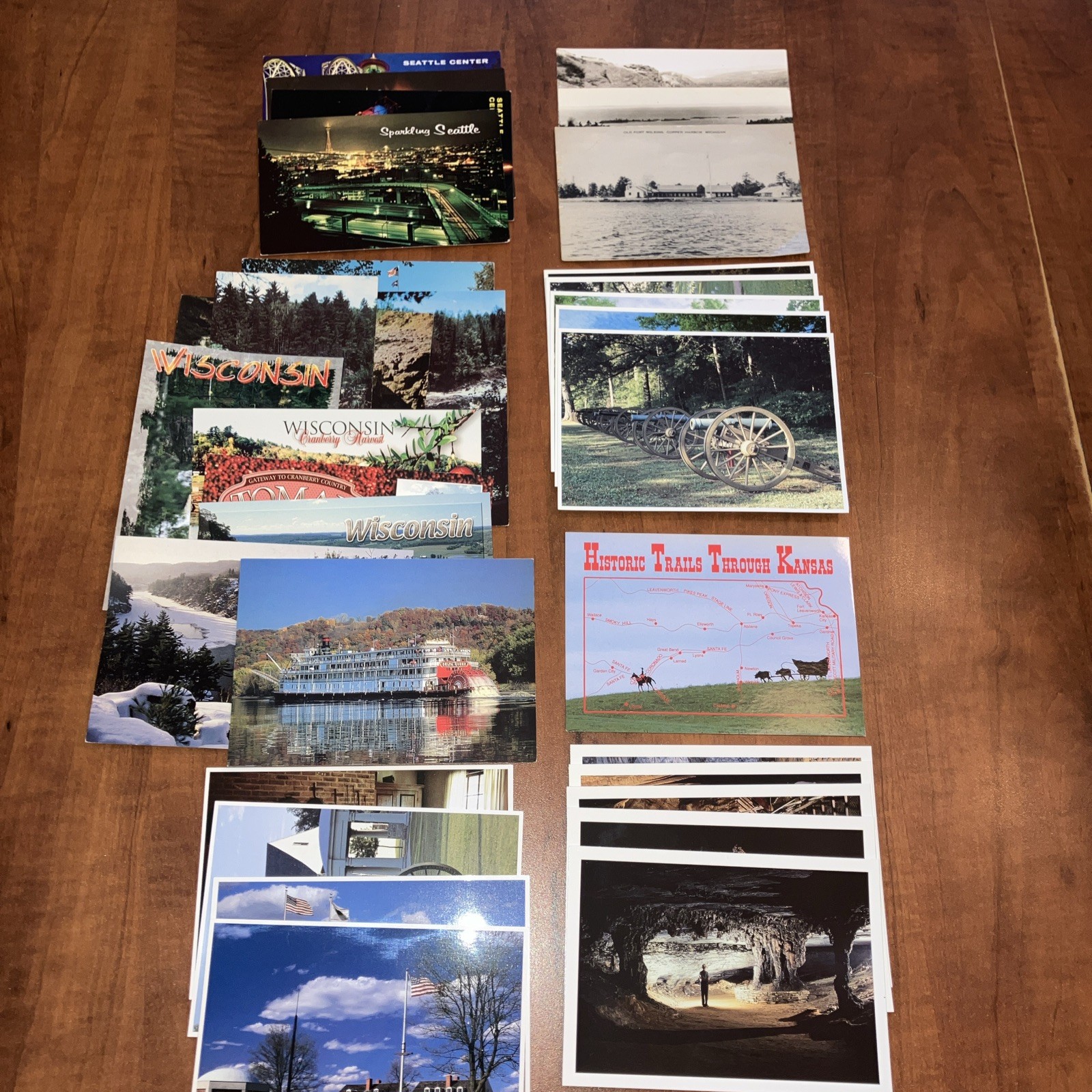 Lot Vintage Postcards Seattle Michigan Wisconsin Fort Scott Shiloh Mammoth Cave