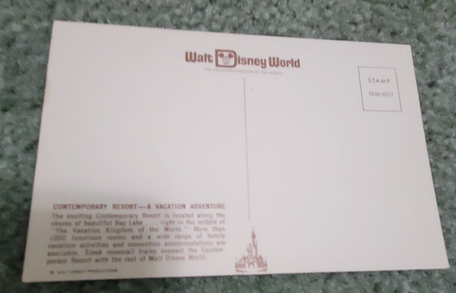 Walt Disney World Contemporary Resort Vintage Post Card Unposted