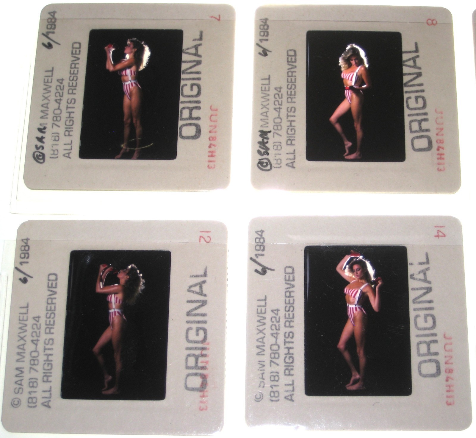 SAM MAXWELL Lot 10 ORIGINAL 35MM COLOR SLIDES 1984 BUSTY BLONDE FITNESS MODEL
