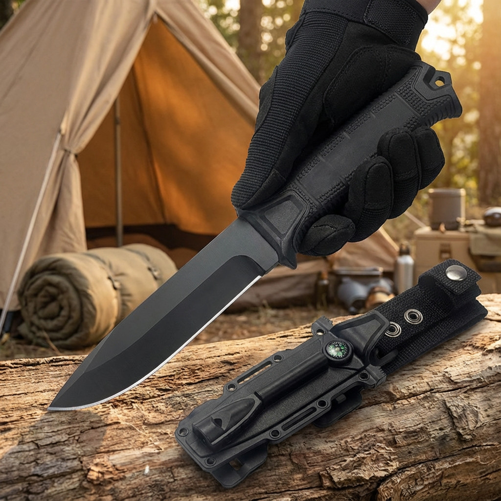 5Cr Steel Outdoor Fixed Blade, Anti-Slip Handle & Tactical Sheath for Camping