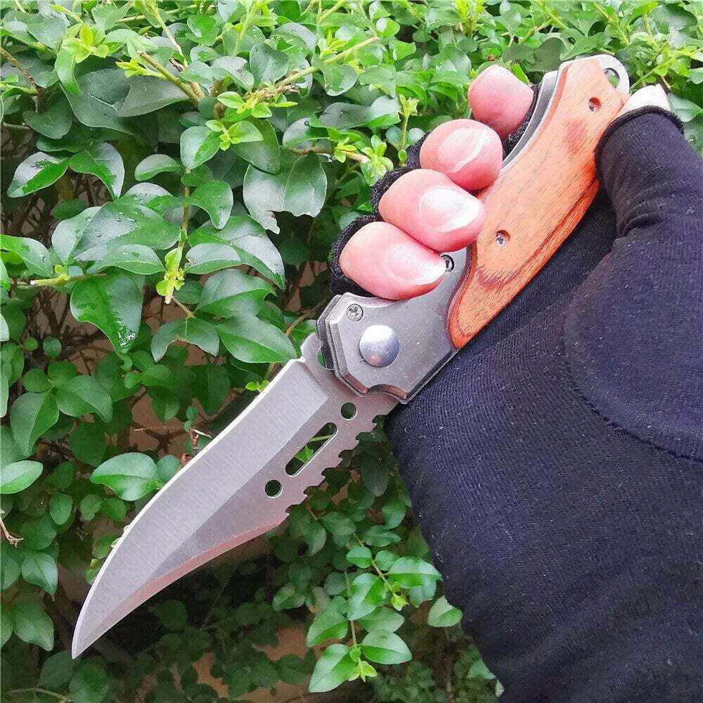 Spring Assisted Fixed Blades Survival Knife Camping Hunting Cutting Fitness