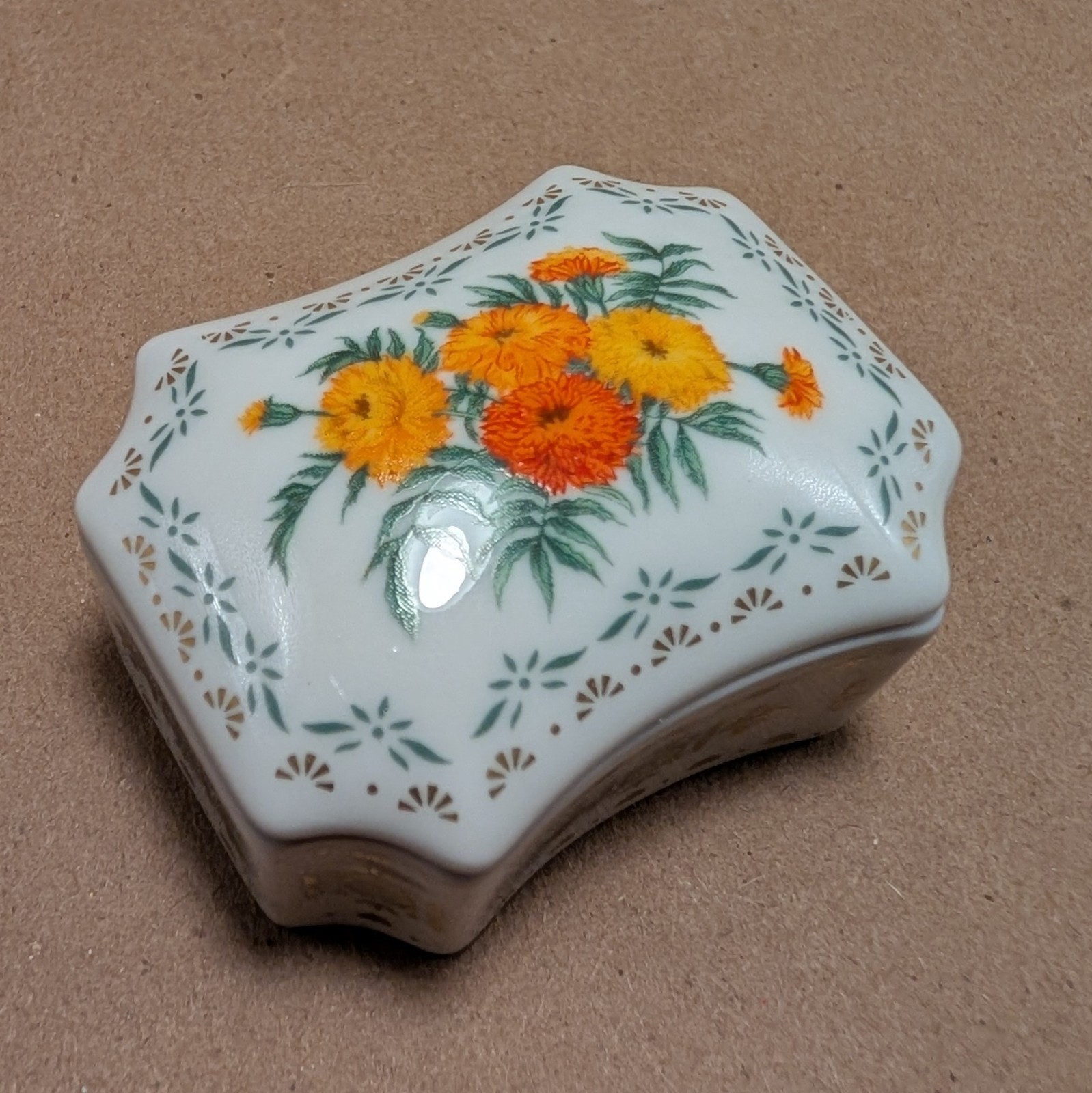 Limoges Porcelain Floral 24k Gilded Trinket Box Lot Tulip Marigold China Aster
