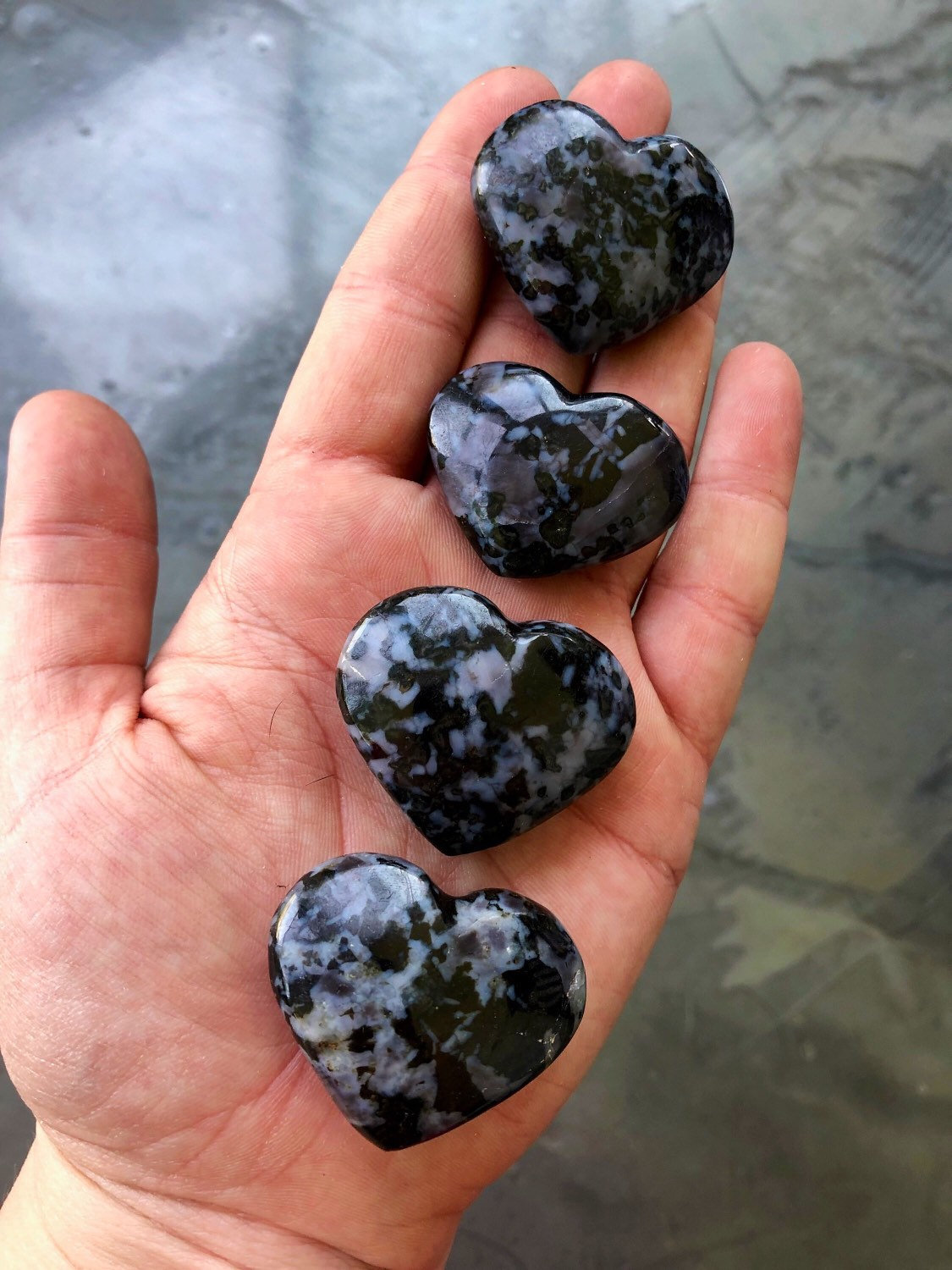 Indigo Gabbro Heart, Mystic Merlinite, Natural Indigo Gabbro from Madagascar