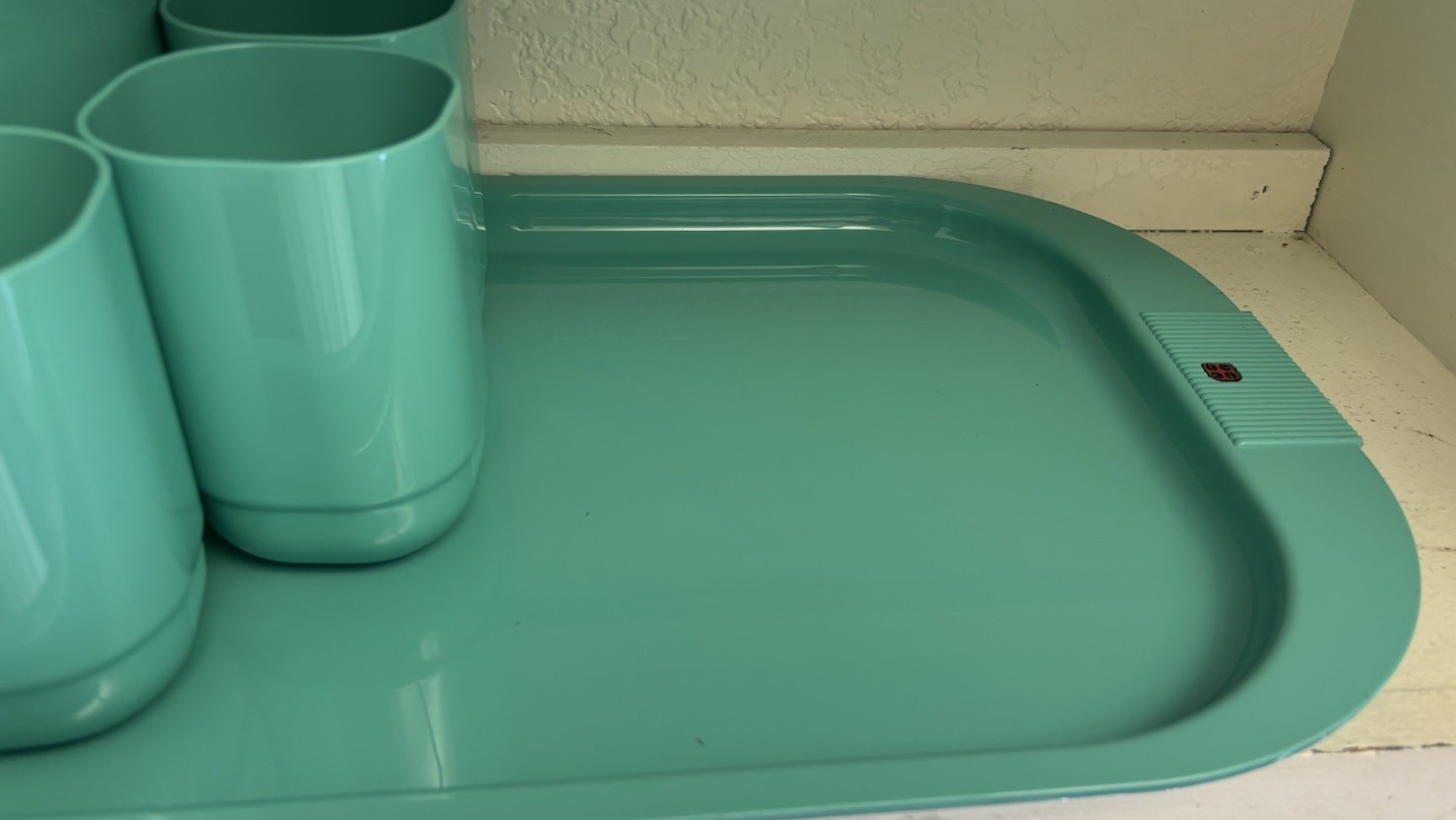 GUZZINI Italy “Amanda” Teal Blue Ice Bucket w/Cups & Pitcher RARE COLOR