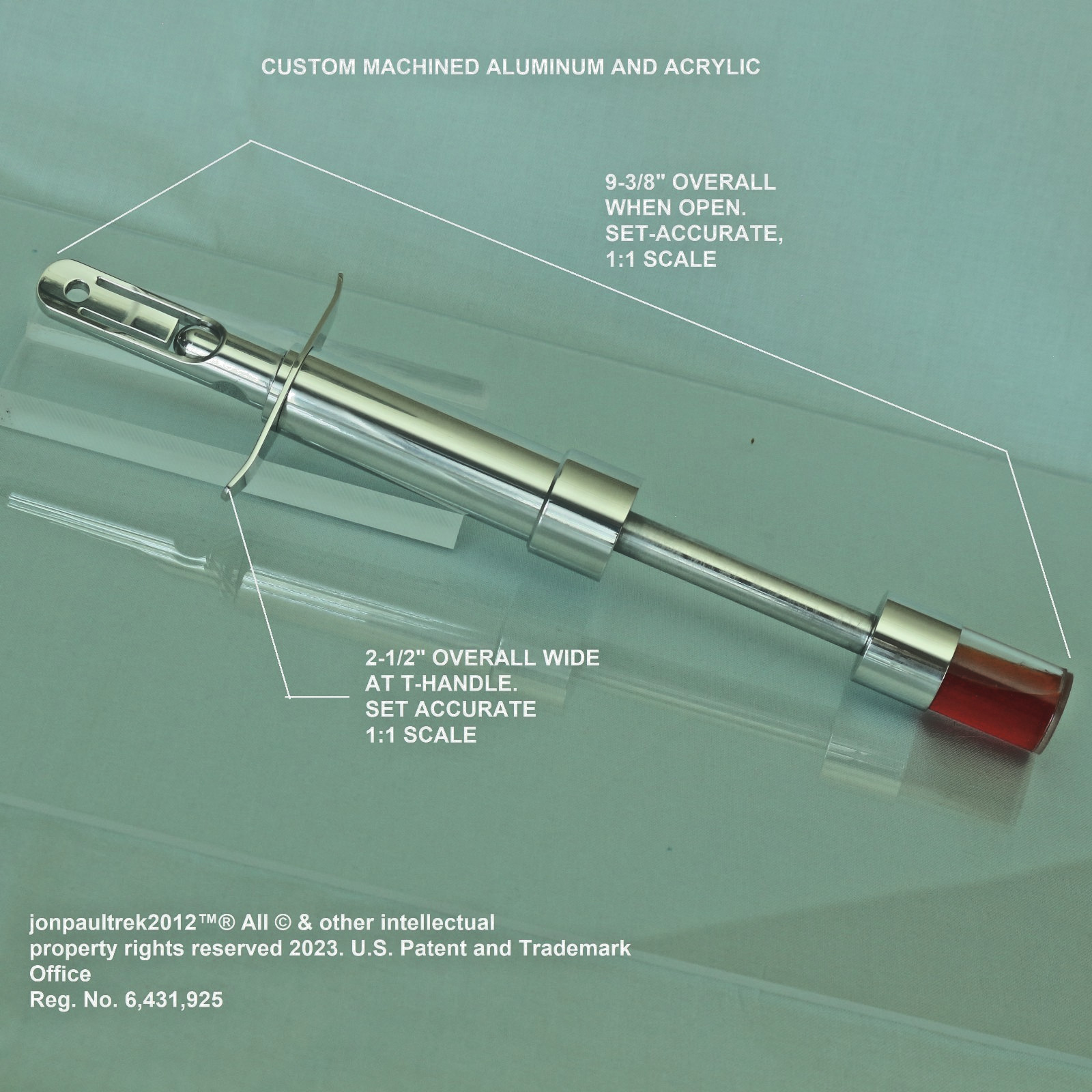 Star Trek, Dr. McCoys Hypospray M1, RED Vial, MACHINED ALUMINUM & Acrylic