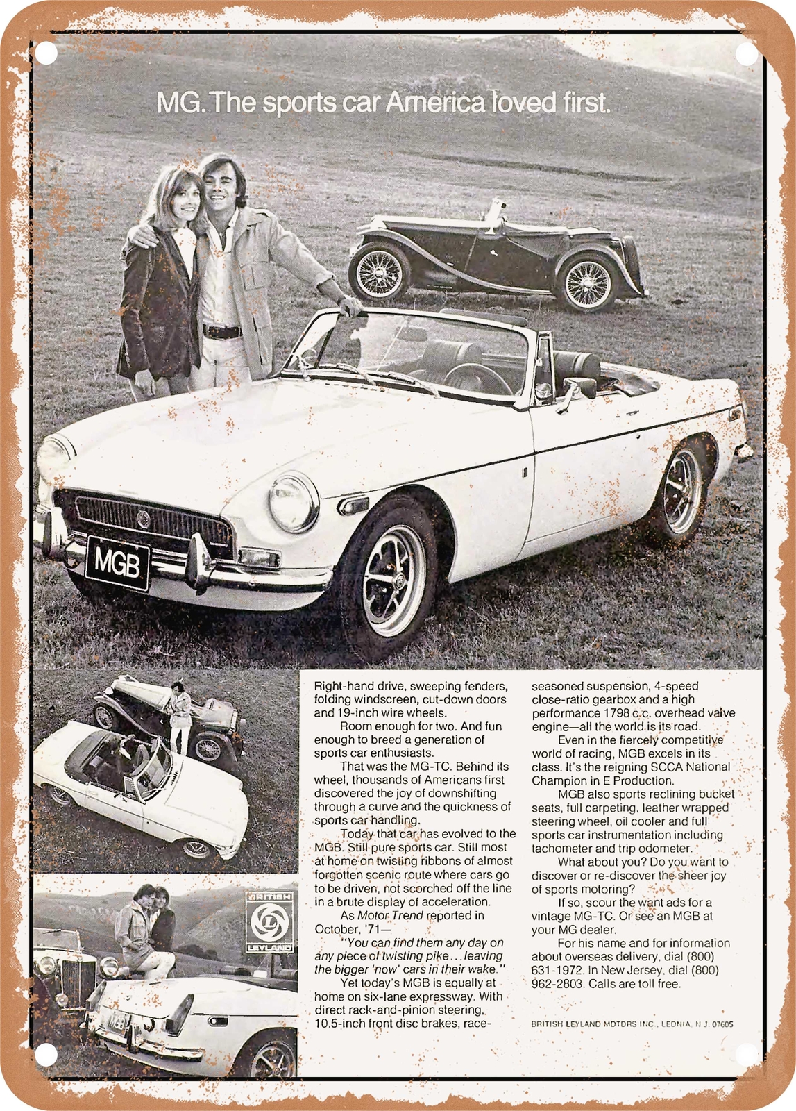 Metal Sign – 1972 MG MGB The Sports Car America Loved First Vintage Ad