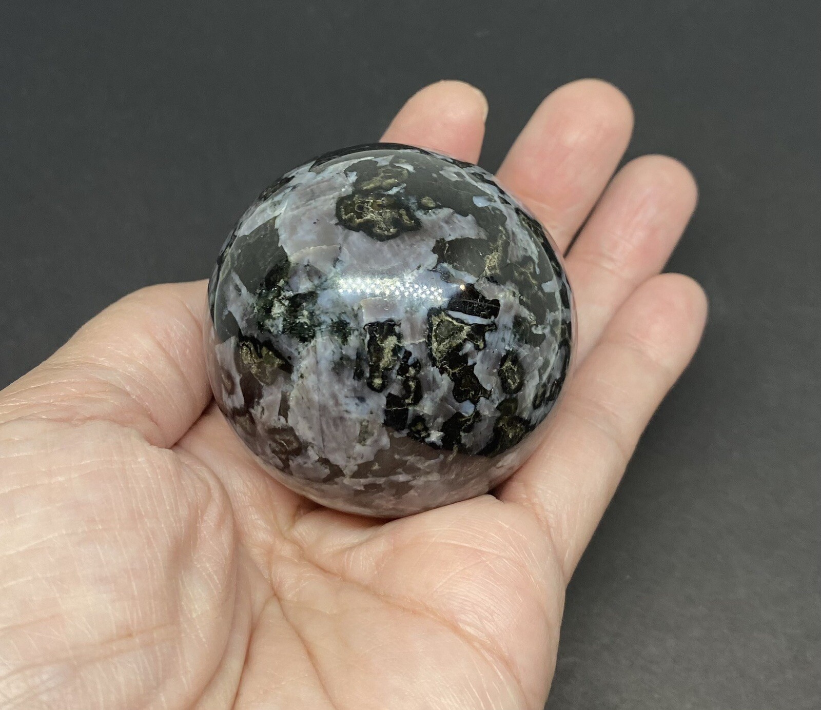 Indigo Gabbro (Mystic Merlinite) Sphere From Madagascar 215g 50mm 2in