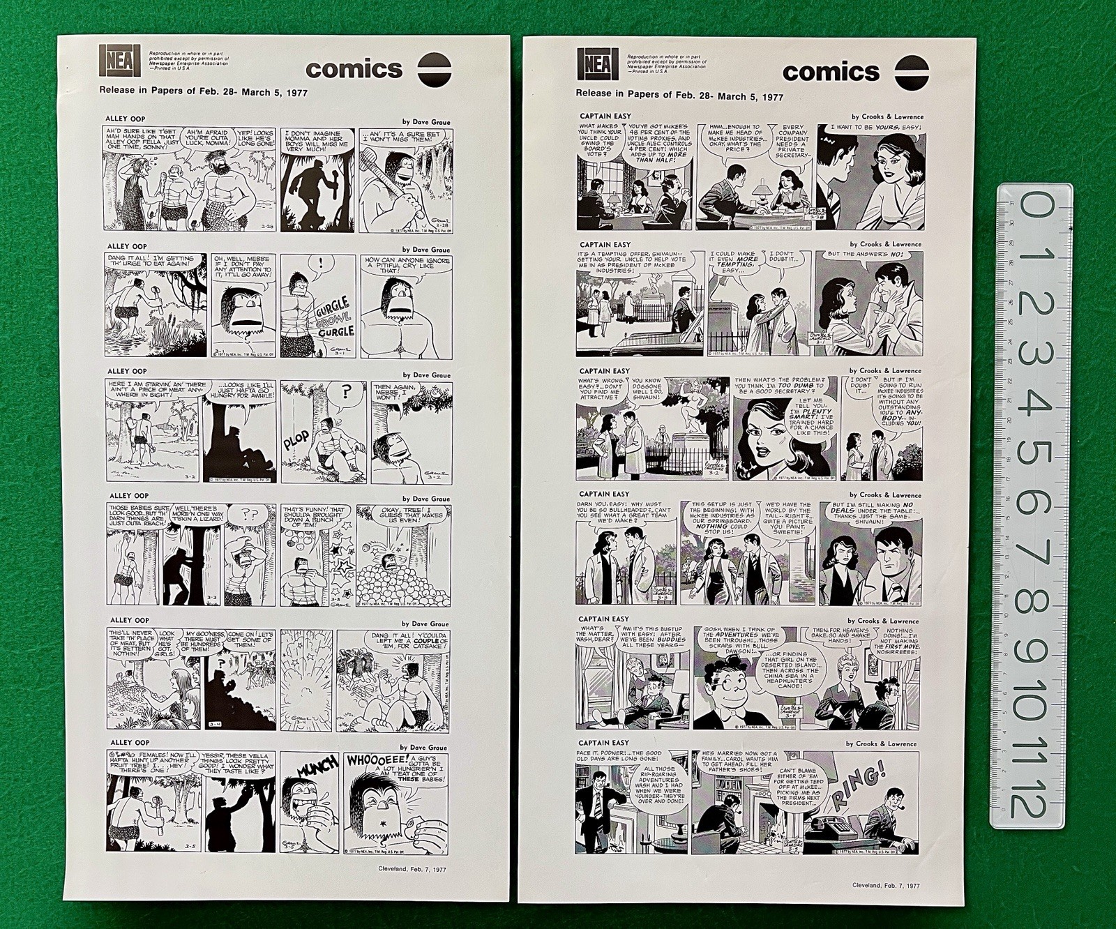 1977 ALLEY OOP Captain Easy ORIGINAL PRODUCTION ART Promotional COMIC STRIP NEA