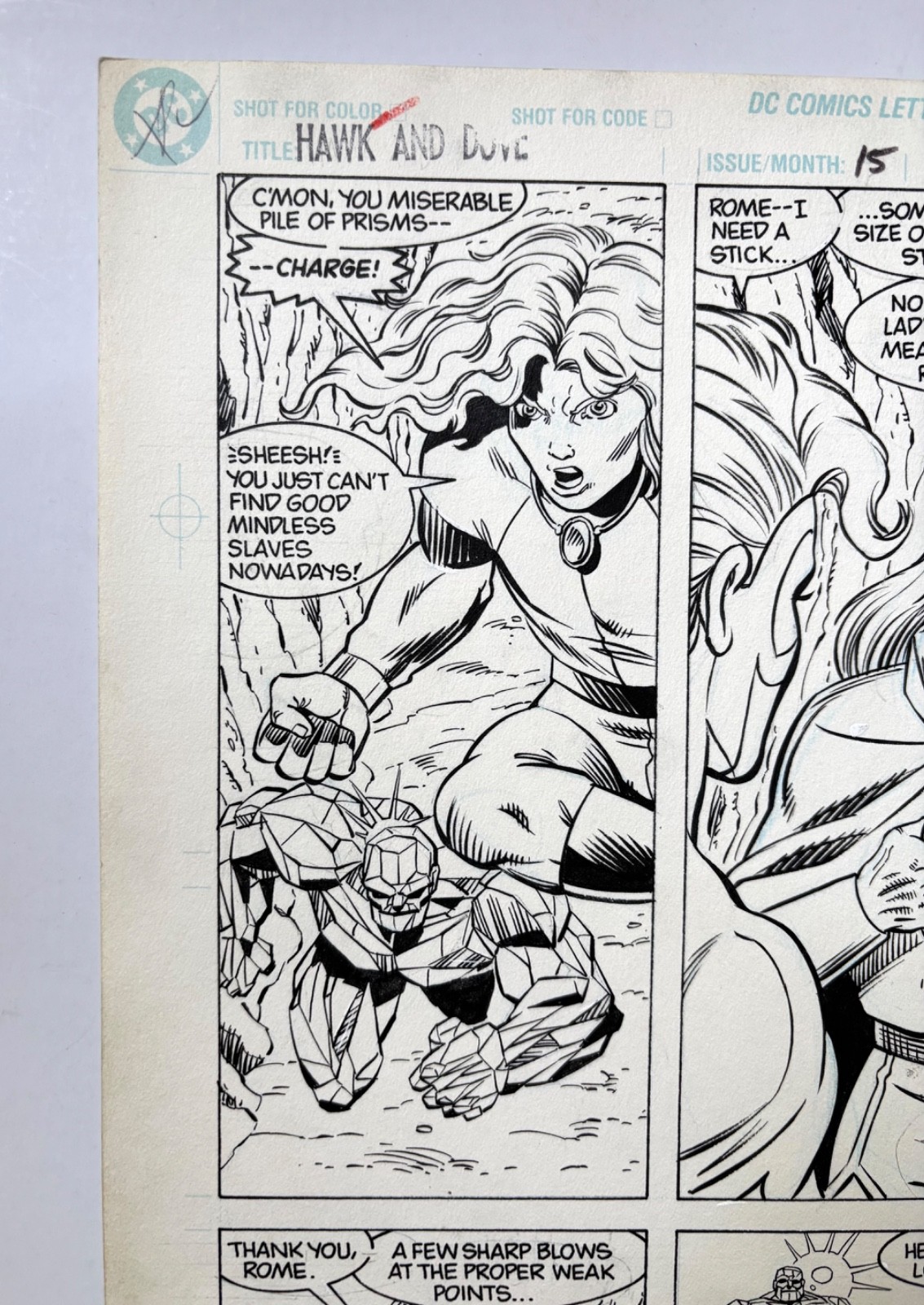 Hawk And Dove 15 Pg 3 Original Art By Greg Gugler And Scott Hanna 1990