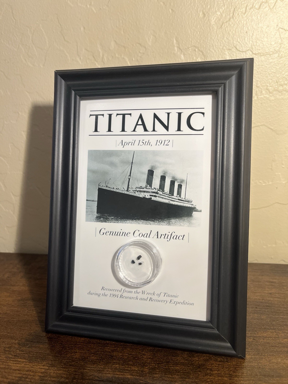 TITANIC COAL | Framed Artifact Display | 5x7in | w/ COA | Genuine Wreck Artifact