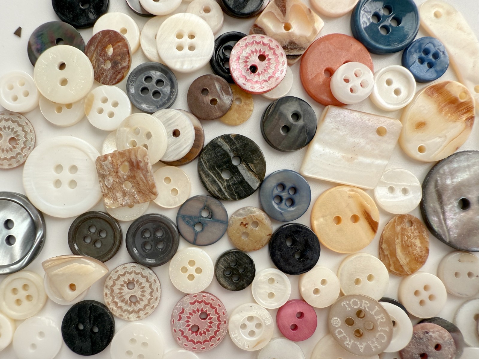 Mother of Pearl Shell Buttons: 10-35mm (1/2 lb appx 300+ buttons)