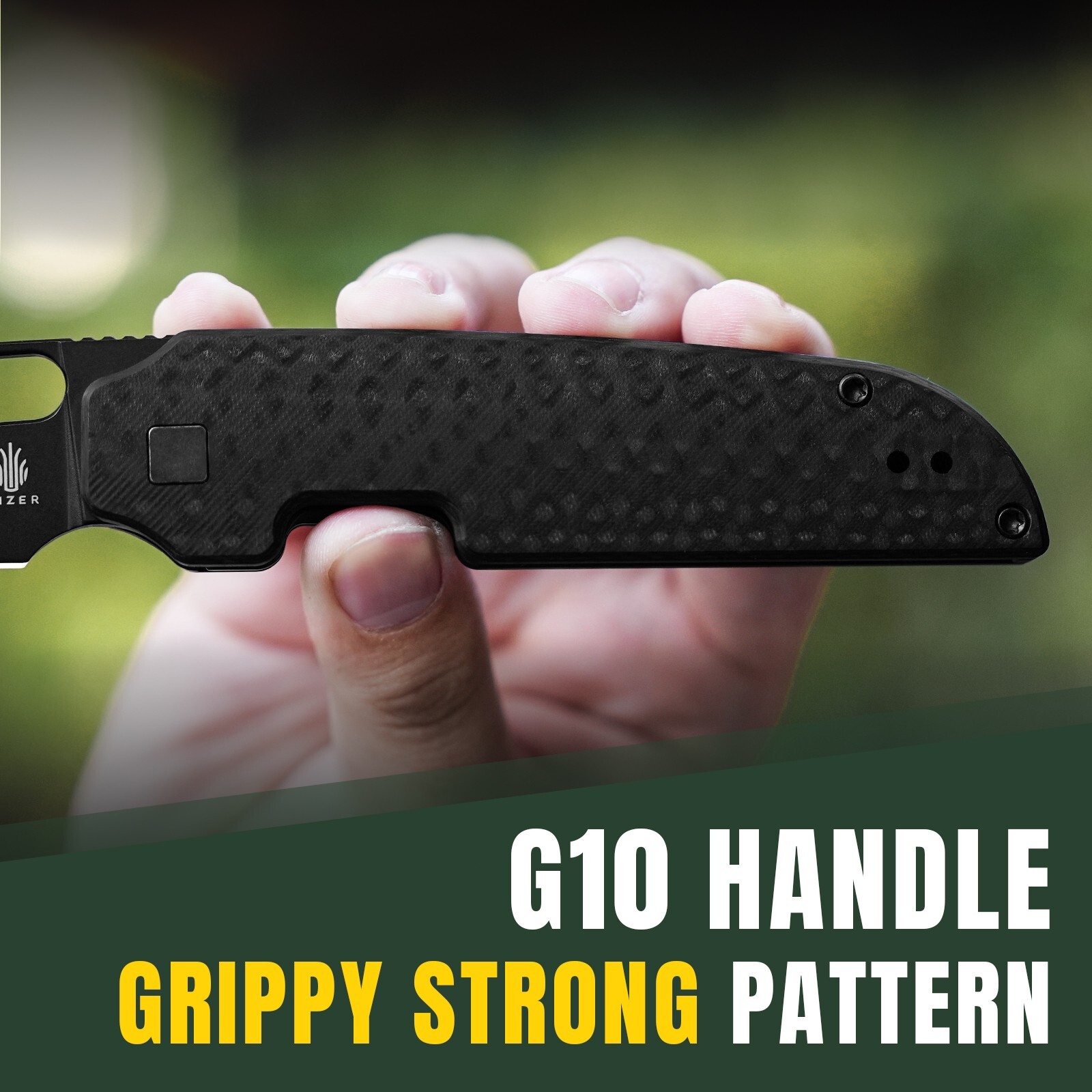 Kizer Varatas Drop Point Folding Knife Nitro-V Blade Black G10 Handle V3637A1
