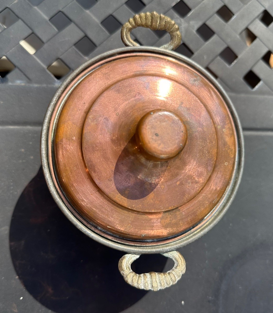 Turkish Copper Lidded Pots Set of 3 Brass Handles Decorative Kitchen Display