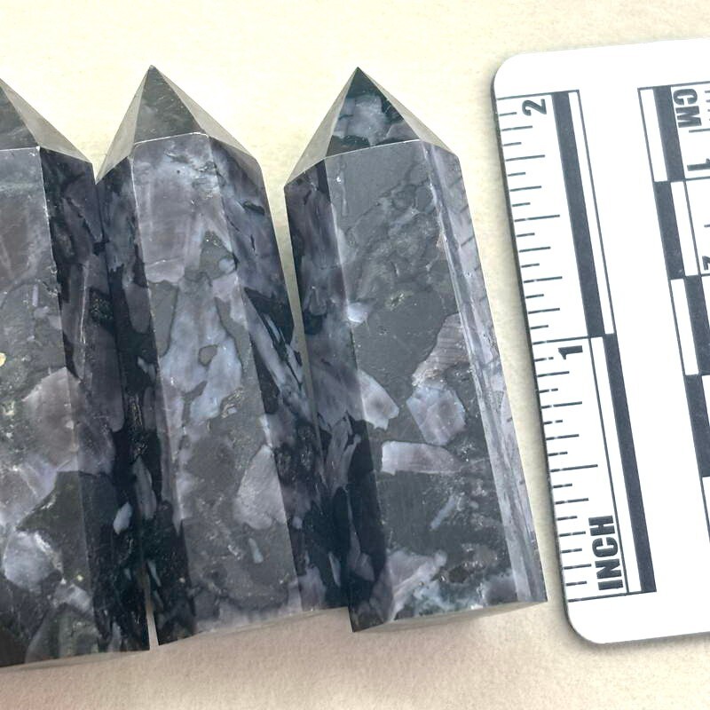 5pcs MYSTIC MERLINITE INDIGO GABBRO Crystal Point Generator Faceted Healing Wand