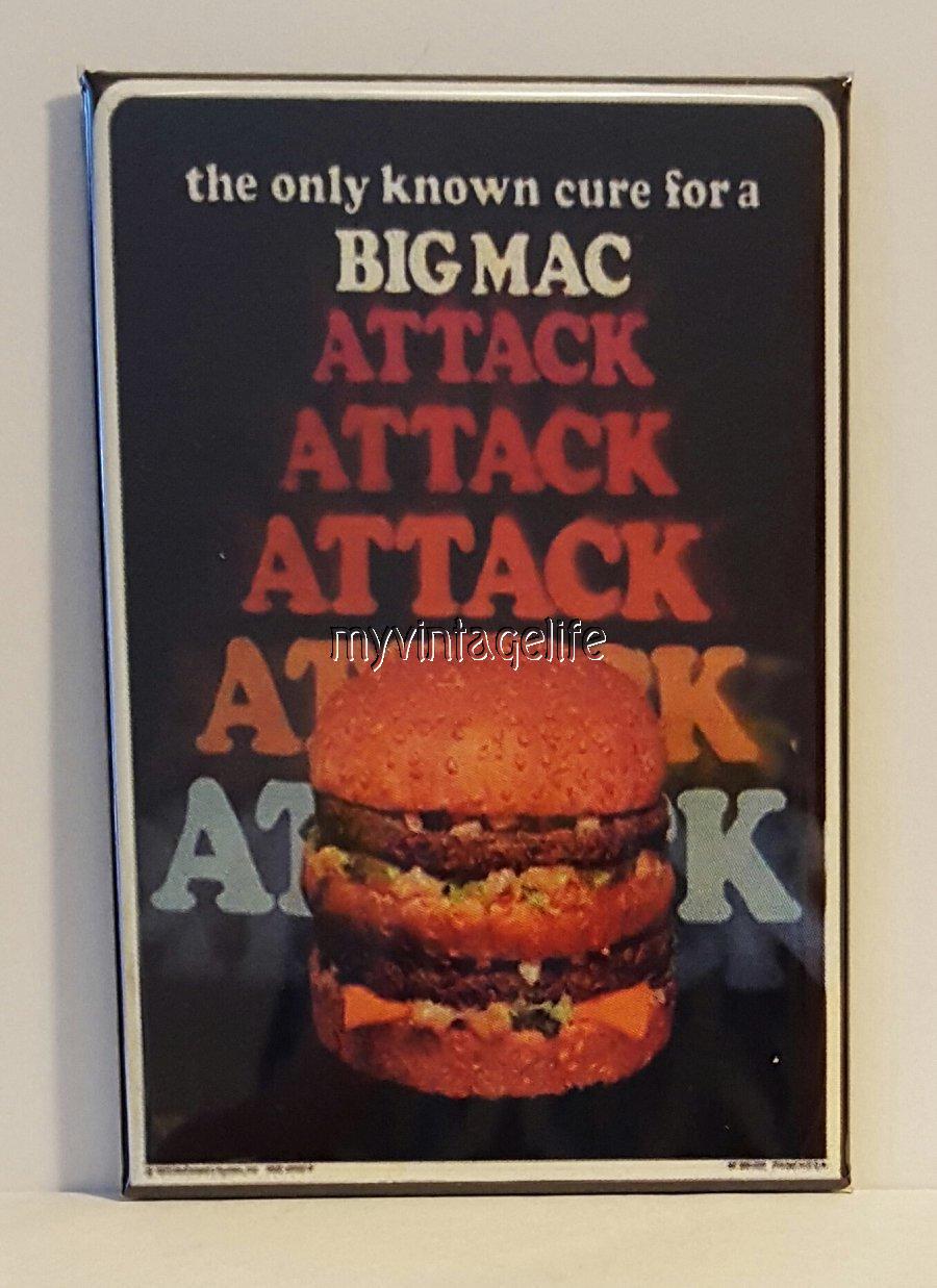 McDonald’s BIG MAC ATTACK 2″ x 3″ Fridge MAGNET FAST FOOD VINTAGE Nostalgia