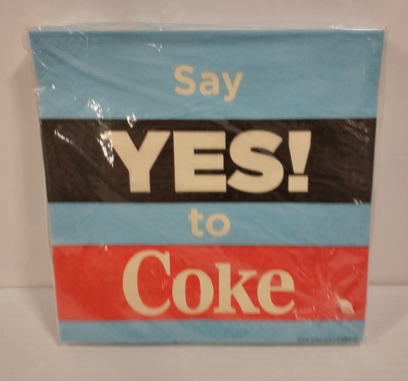 Coca-Cola Say Yes! To Coke Blue Red Striped Luncheon Paper Napkins Pack New