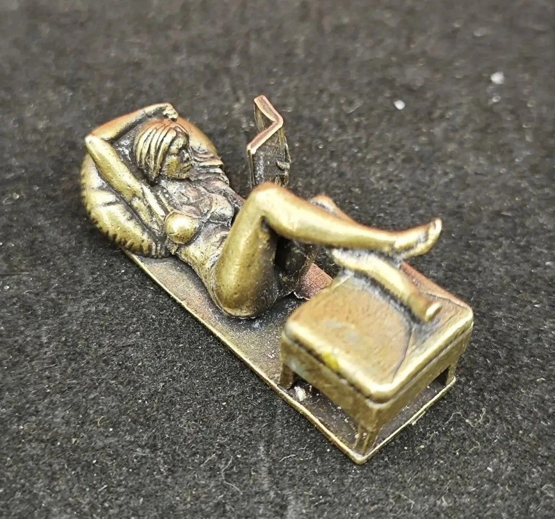Brass Reading Beauty Animal Figurine Miniature Statue Table Home Decoration Toy