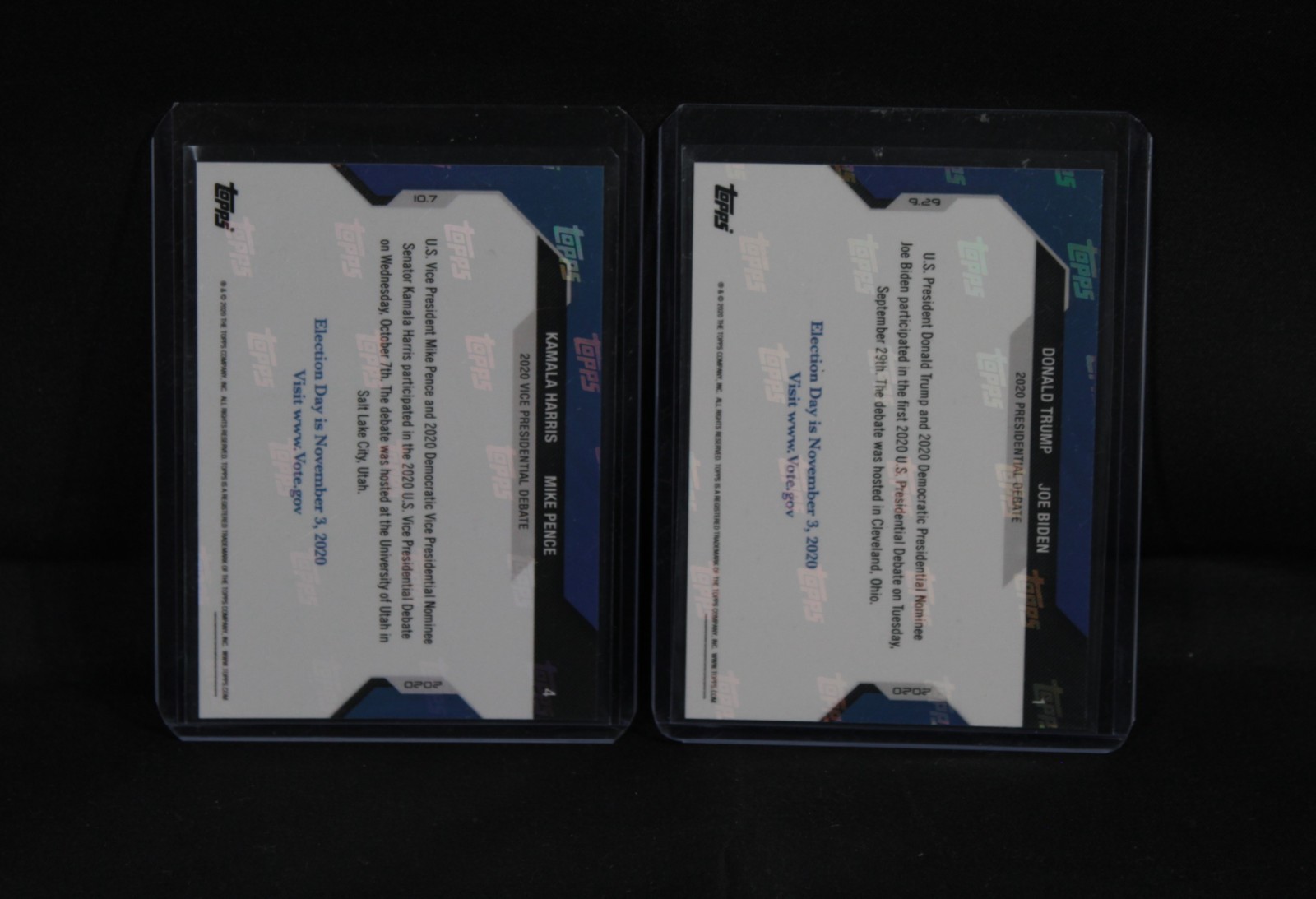 Topps Now Election 2020 COMPLETE SET (21 Cards) Trump Biden Pence Harris Sanders