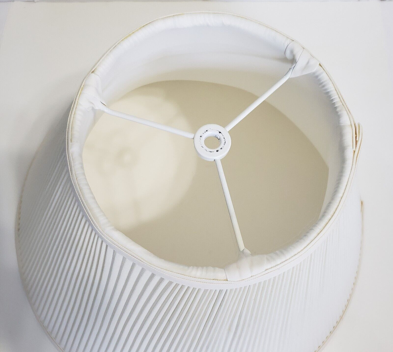 Lamp Shade White Fabric Pleated Bell 12 Inches Tall 16.5 inch Diameter Unbranded