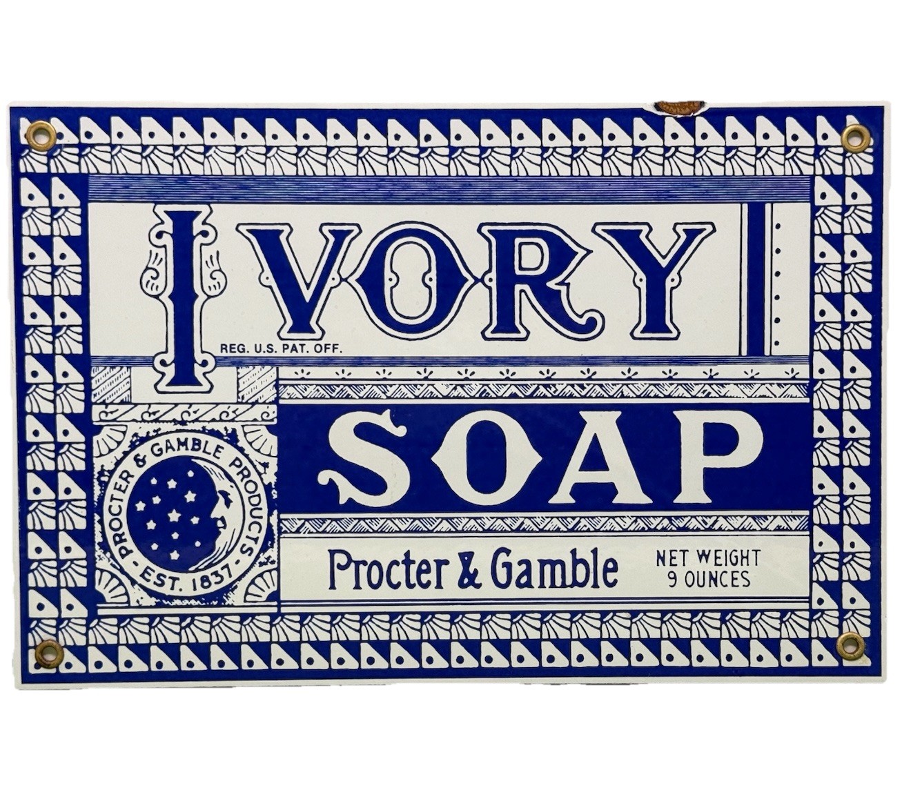 VINTAGE IVORY SOAP PORCELAIN SIGN GAS STATION GROCERY STORE HARDWARE MOTOR OIL