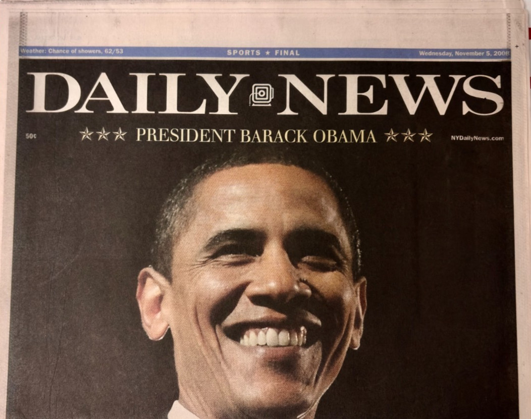 Barack Obama Historic Presidential Victory NY Daily News 11/5/2008