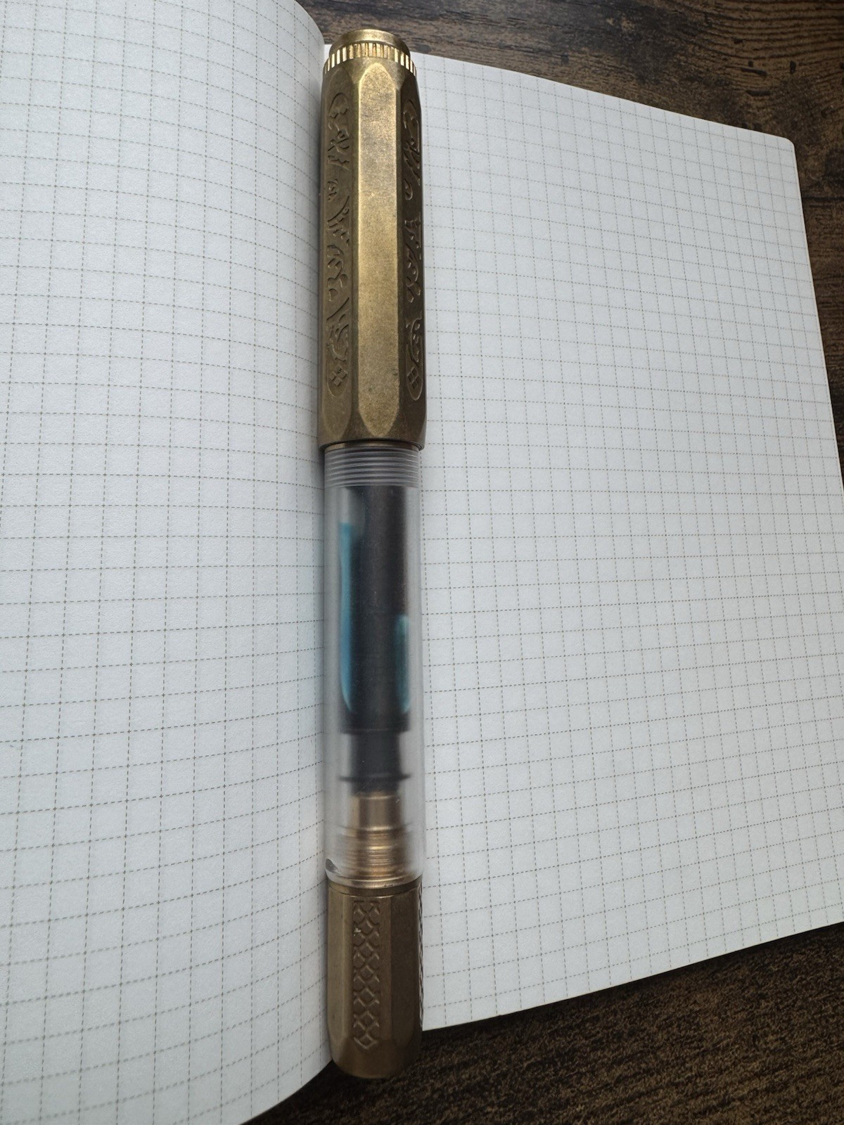 Year Of The Dragon, Brass Fountain Pen, Fine Writing International, M Nib + Ink