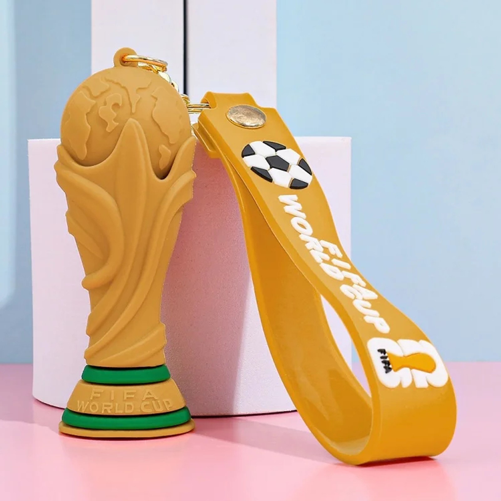 Set 4 Llaveros Mascota Mundial 2026 + Trofeo – Souvenir Fútbol PVC