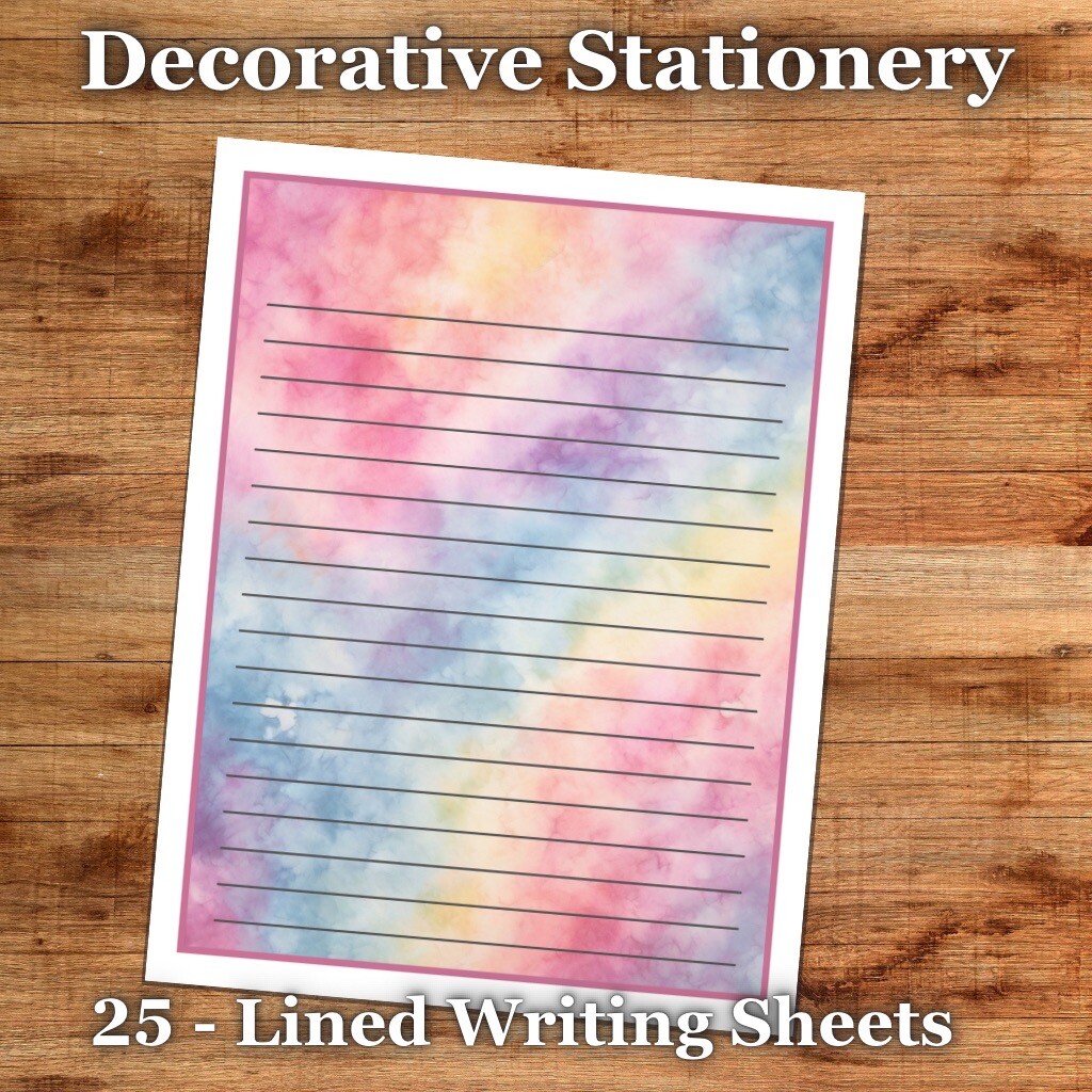 25 Sheets Letter Writing Paper Tie Dyed Color Stationery – Nostalgia #030