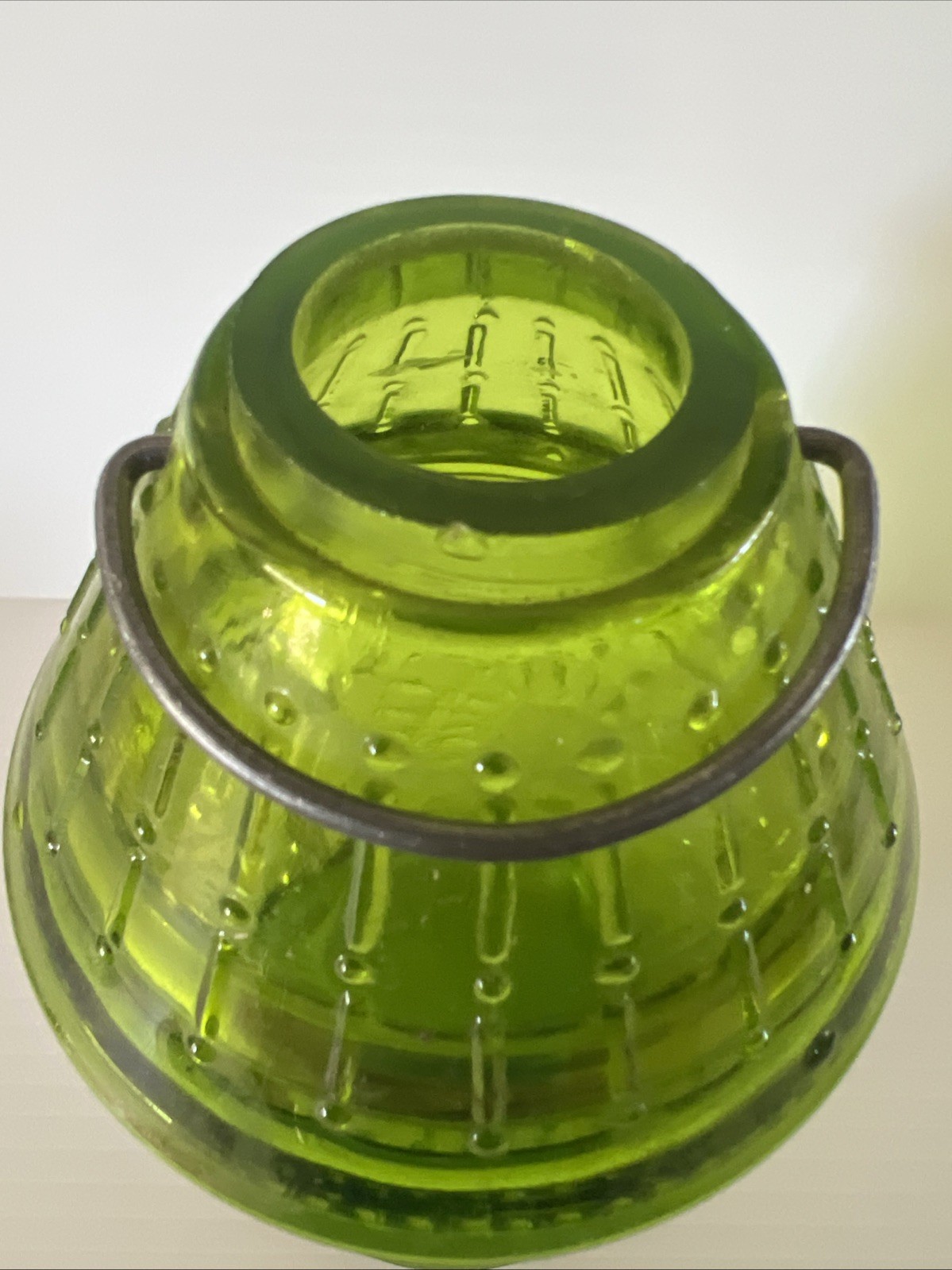 VTG Viking Glass Paul Revere Fairy Lamp Green Candle Holder Glimmer