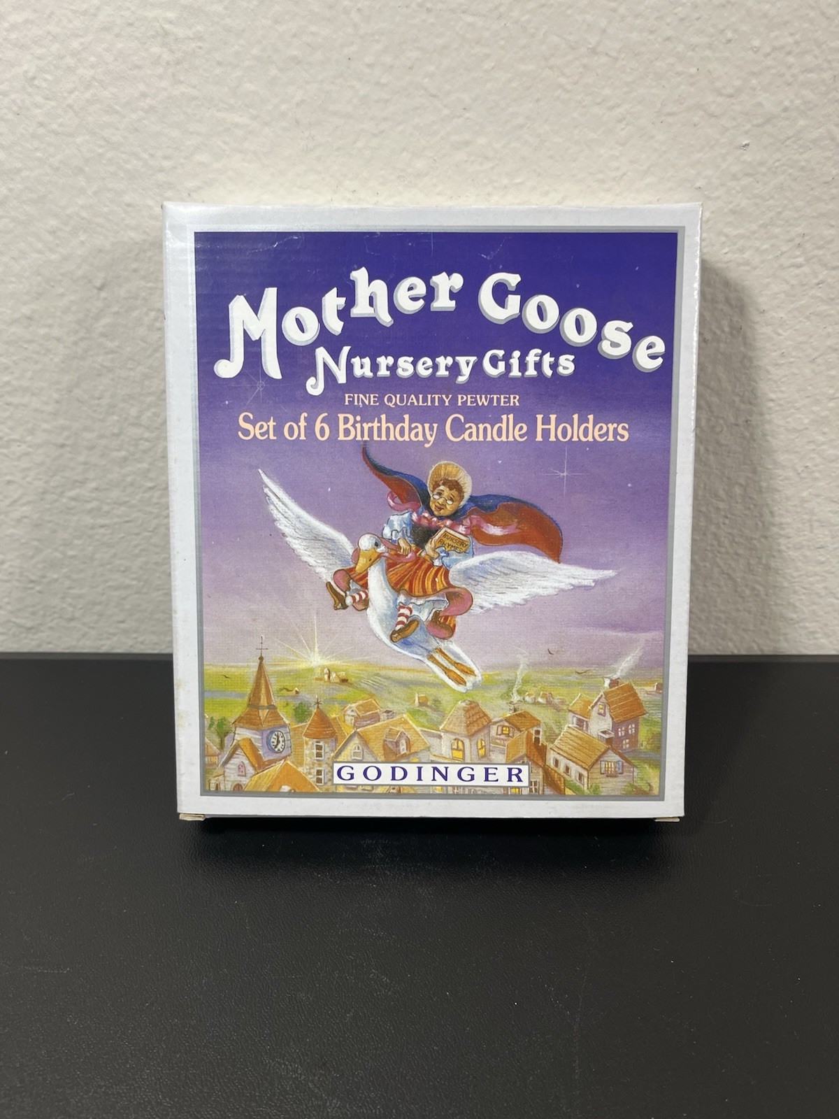 Mother Goose Nursery Gifts Set Of 6 Pewter Birthday Candle Holders W/Candles