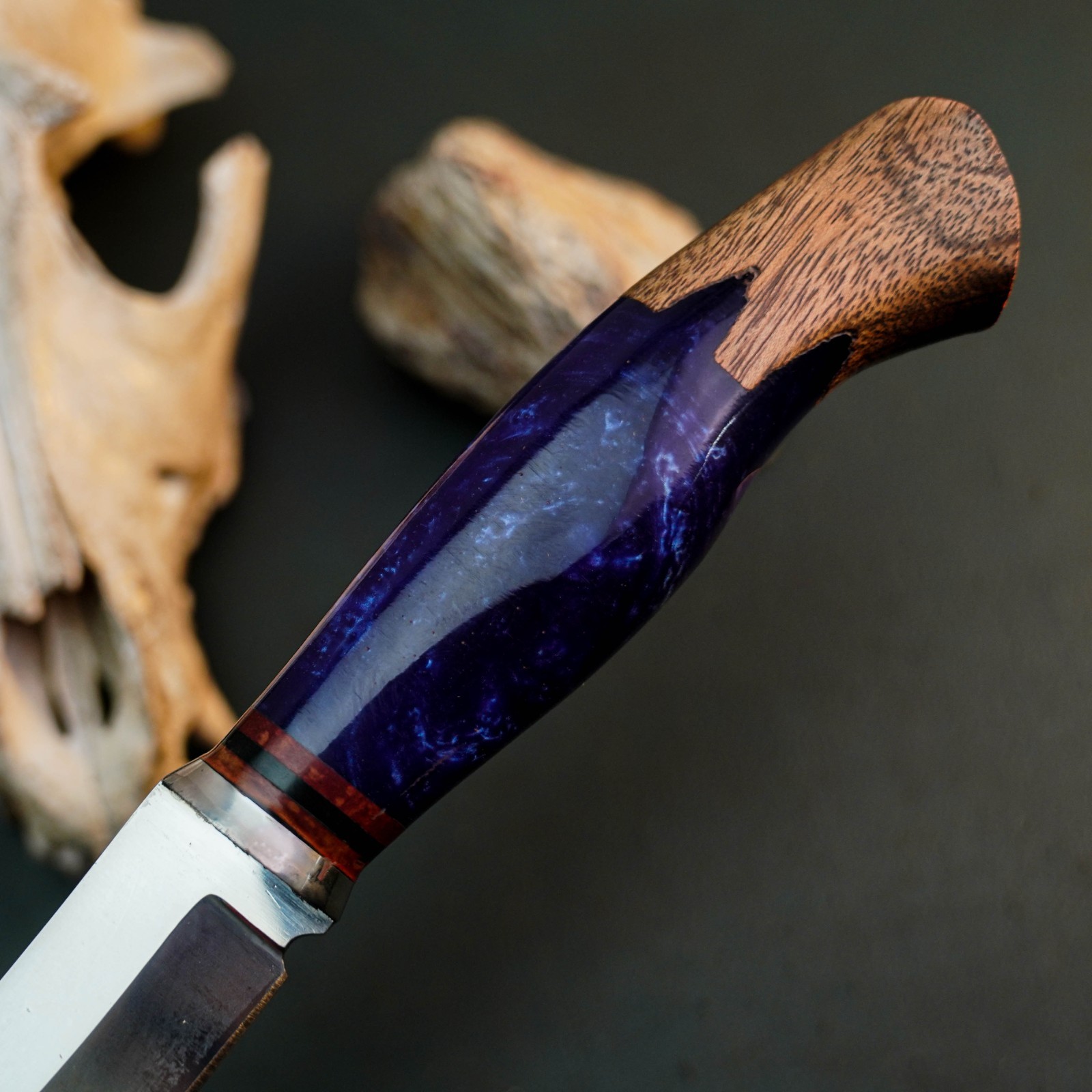 9.8 inch D2 Tactical Knife Half Tang Resin Handle Fixed Blade Leather Sheath