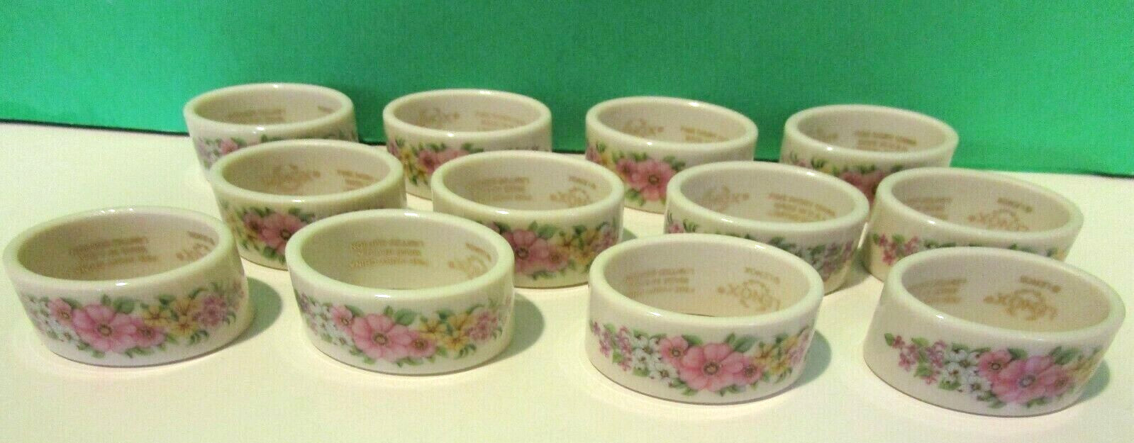 LENOX 12 CONSTITUTION FLOWER PATTERN NAPKIN RINGS — Mint — New — USA – NO BOX