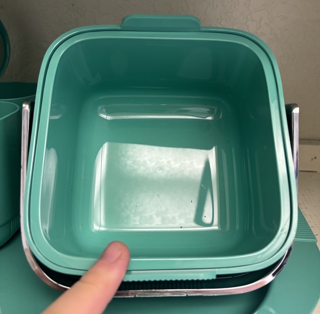GUZZINI Italy “Amanda” Teal Blue Ice Bucket w/Cups & Pitcher RARE COLOR