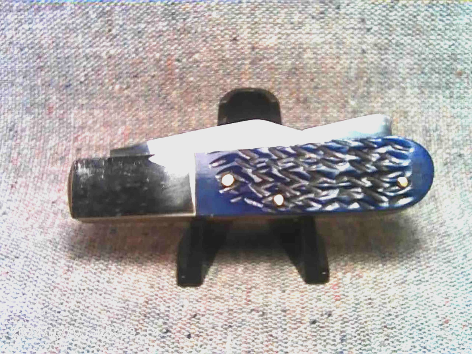RARE Barlow Razor Pocket Knife Blue Bone Handles Razor & Clip Blades, 3-3/8″