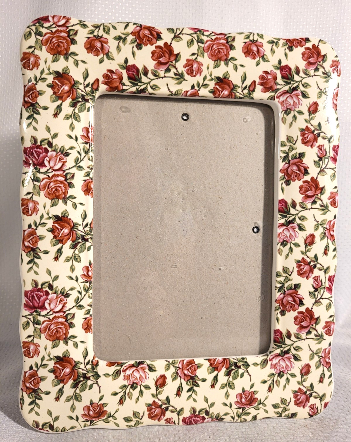 Rose Chintz Free Standing Or Hanging Picture Frame Photo Glass 5×7 / 9.5×7.5″“