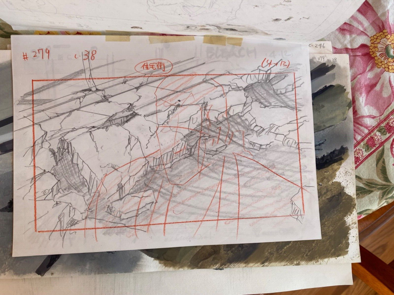 Bleach Original Production Background Sketch Lot Halloween Ishida Shunsui