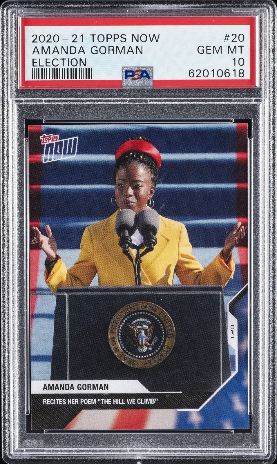 2020 TOPPS NOW ELECTION #20 AMANDA GORMAN PSA 10