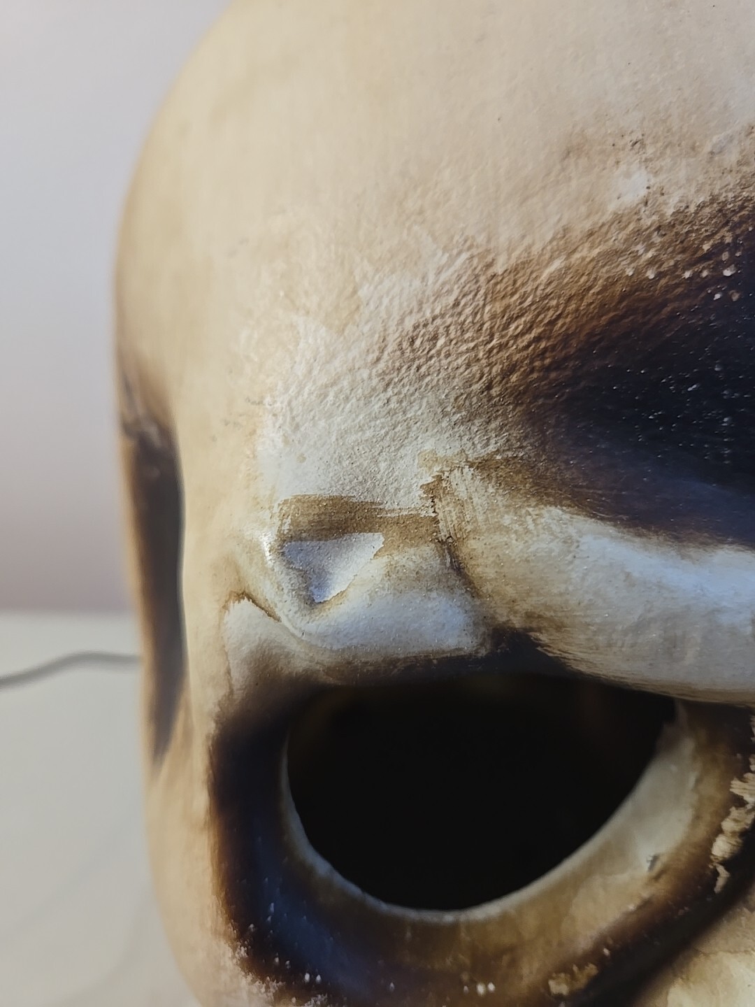 Halloween Light Up Skull Prop Red Glowing Eyes Nose Mouth HXO-17-SL1210 11 inch