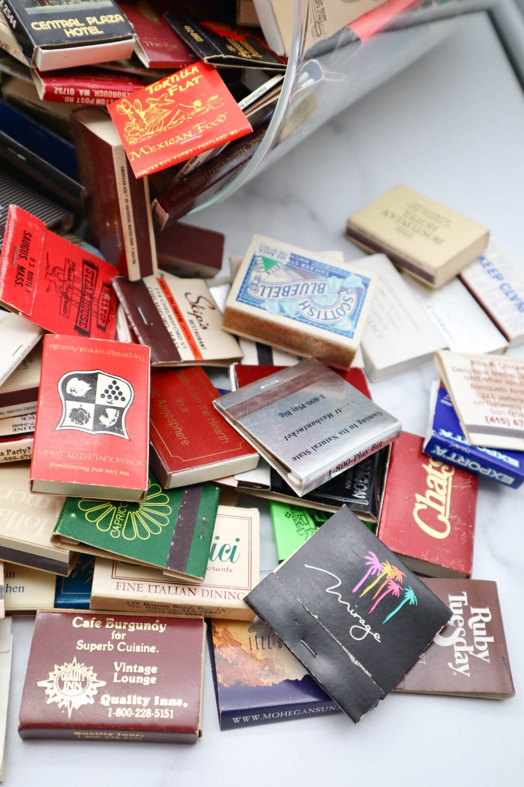 Vtg Matchbook Lot of 20 Matchbox Random from ’70s-00’s Restaurants Travel Ads