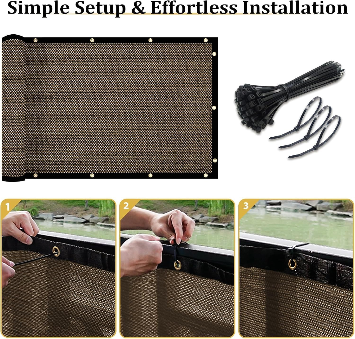 Heavy Duty 4′ x 50′ Privacy Screen – 98% Blockage, Customizable Brown Shade Net